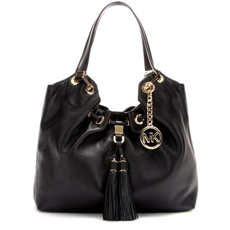 michael kors drawstring black leather shoulder bag|michael kors suede shoulder bag.